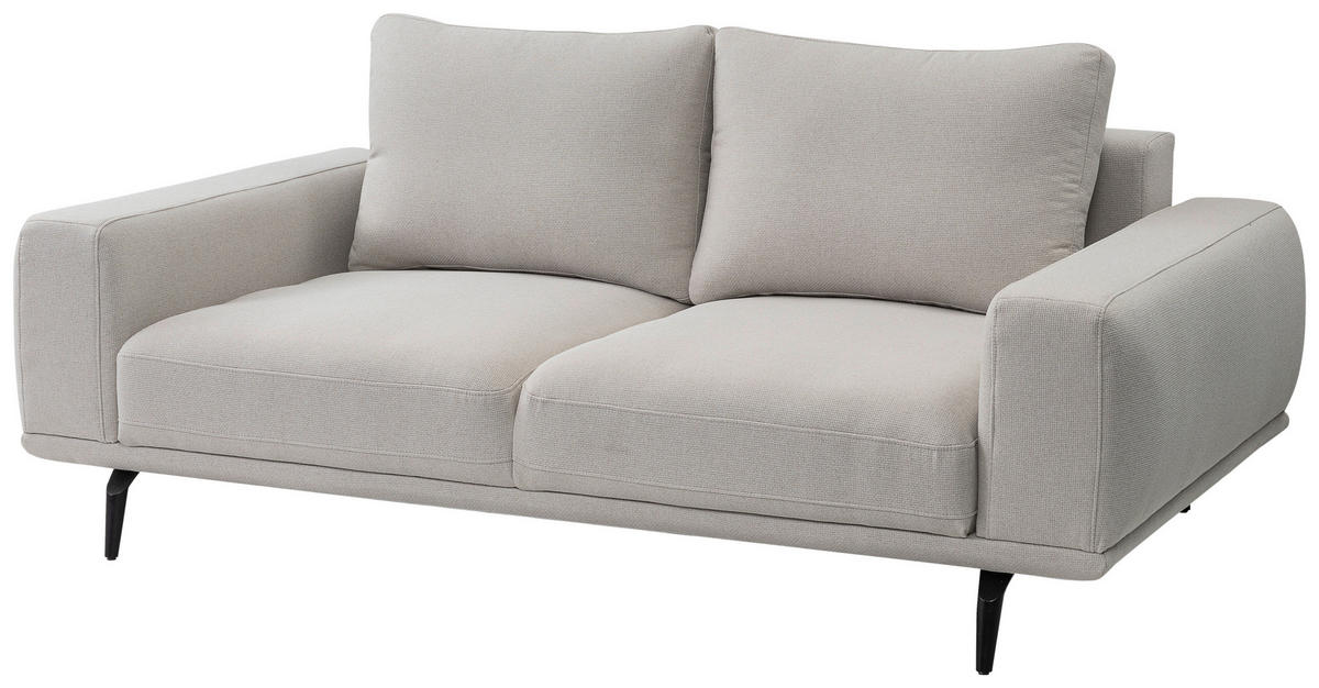 2-SITZER-SOFA in Webstoff Creme  - Creme/Schwarz, Modern, Textil/Metall (202/89/115cm) - MID.YOU