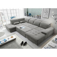 WOHNLANDSCHAFT Schlammfarben Mikrovelours  - Schlammfarben/Silberfarben, KONVENTIONELL, Kunststoff/Textil (240/340/188cm) - MID.YOU