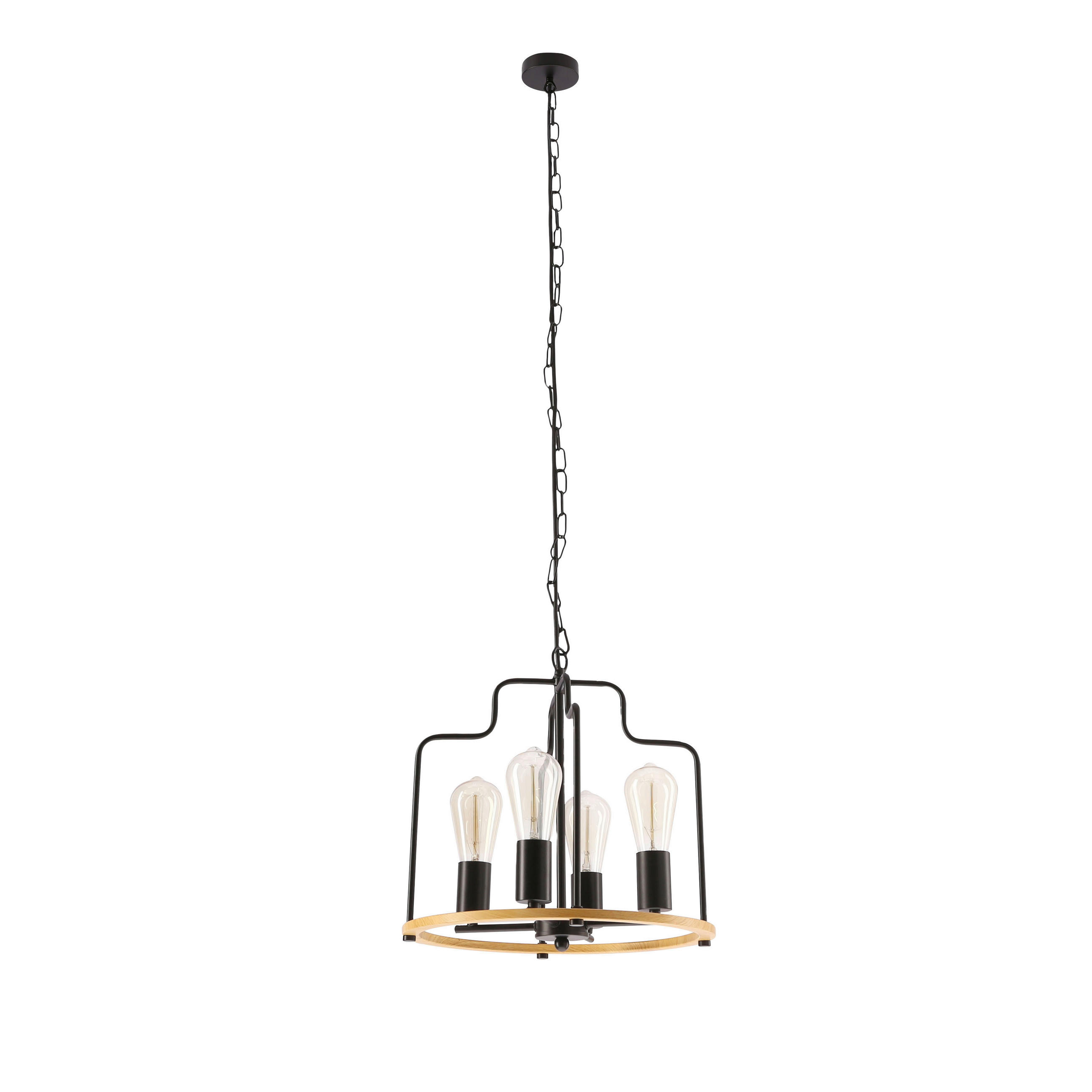 PENDELLEUCHTE Datus 36/36/135 cm  - Eichefarben/Schwarz, KONVENTIONELL, Metall (36/36/135cm)
