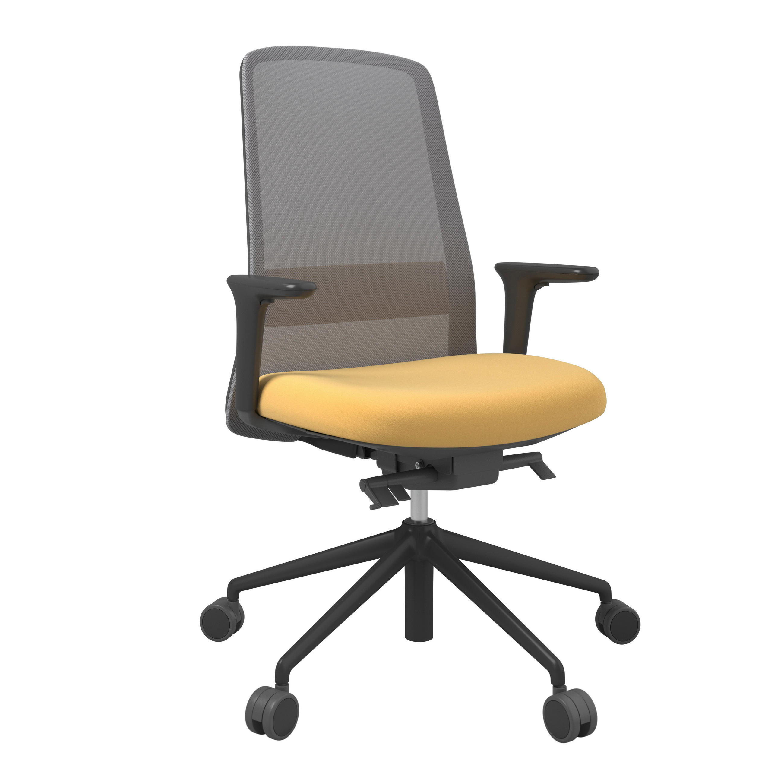 DREHSTUHL Gelb, Grau, Schwarz  - Gelb/Schwarz, MODERN, Kunststoff/Textil (70/103-115/70cm)