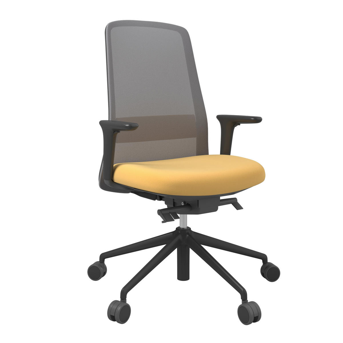 DREHSTUHL Gelb, Grau, Schwarz  - Gelb/Schwarz, MODERN, Kunststoff/Textil (70/103-115/70cm)