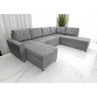 WOHNLANDSCHAFT TERMOLI Hellgrau Cord  - Hellgrau/Schwarz, Design, Kunststoff/Textil (155/297/212cm) - MID.YOU