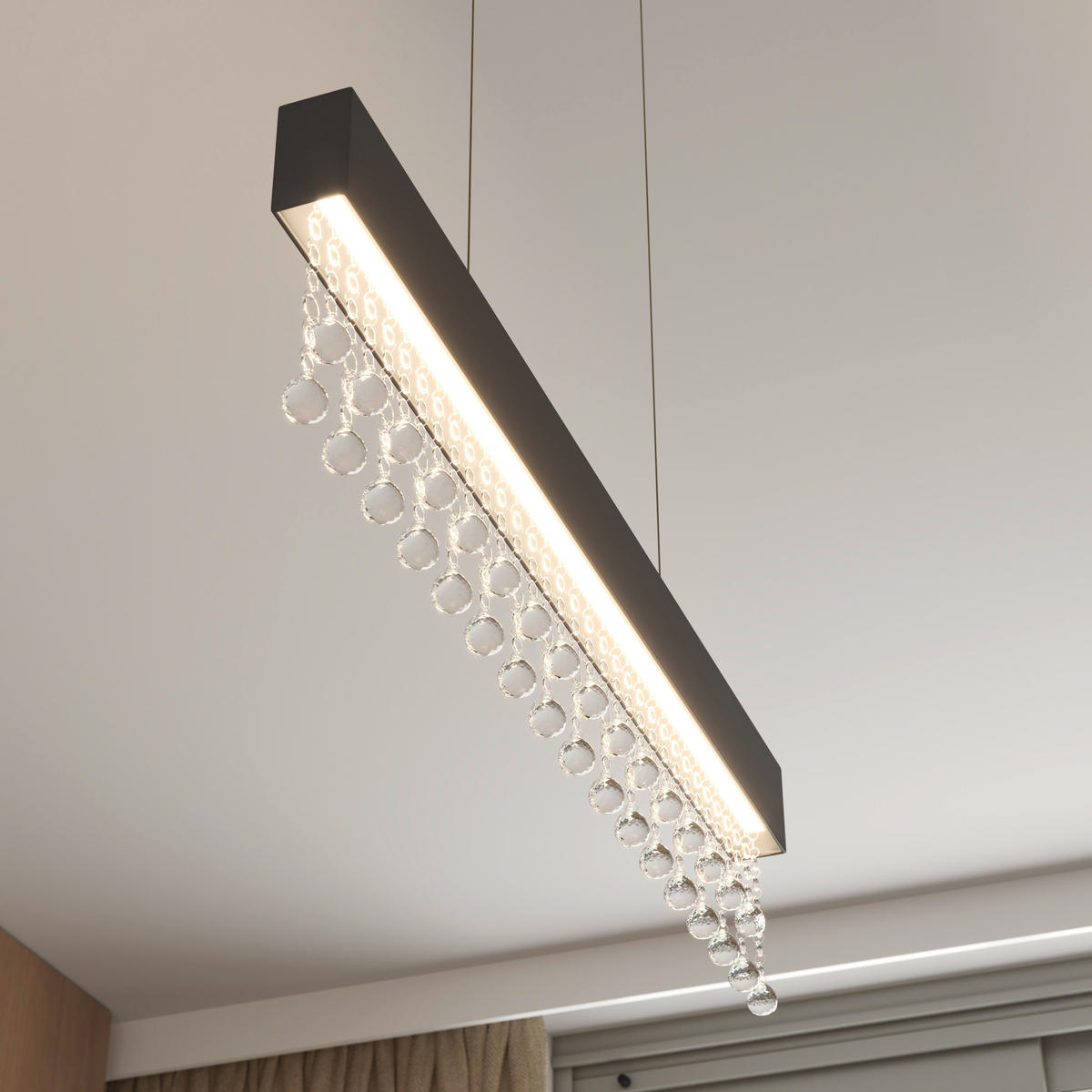 LED-HÄNGELEUCHTE 100/7/120 cm    - Transparent, Design, Glas/Metall (100/7/120cm) - Novel