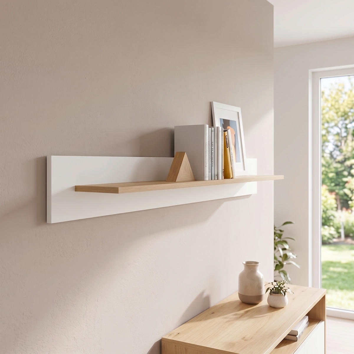 WANDBOARD Holzwerkstoff Weiß, Eichefarben  - Eichefarben/Weiß, Design, Holzwerkstoff (107/20/17cm) - MID.YOU