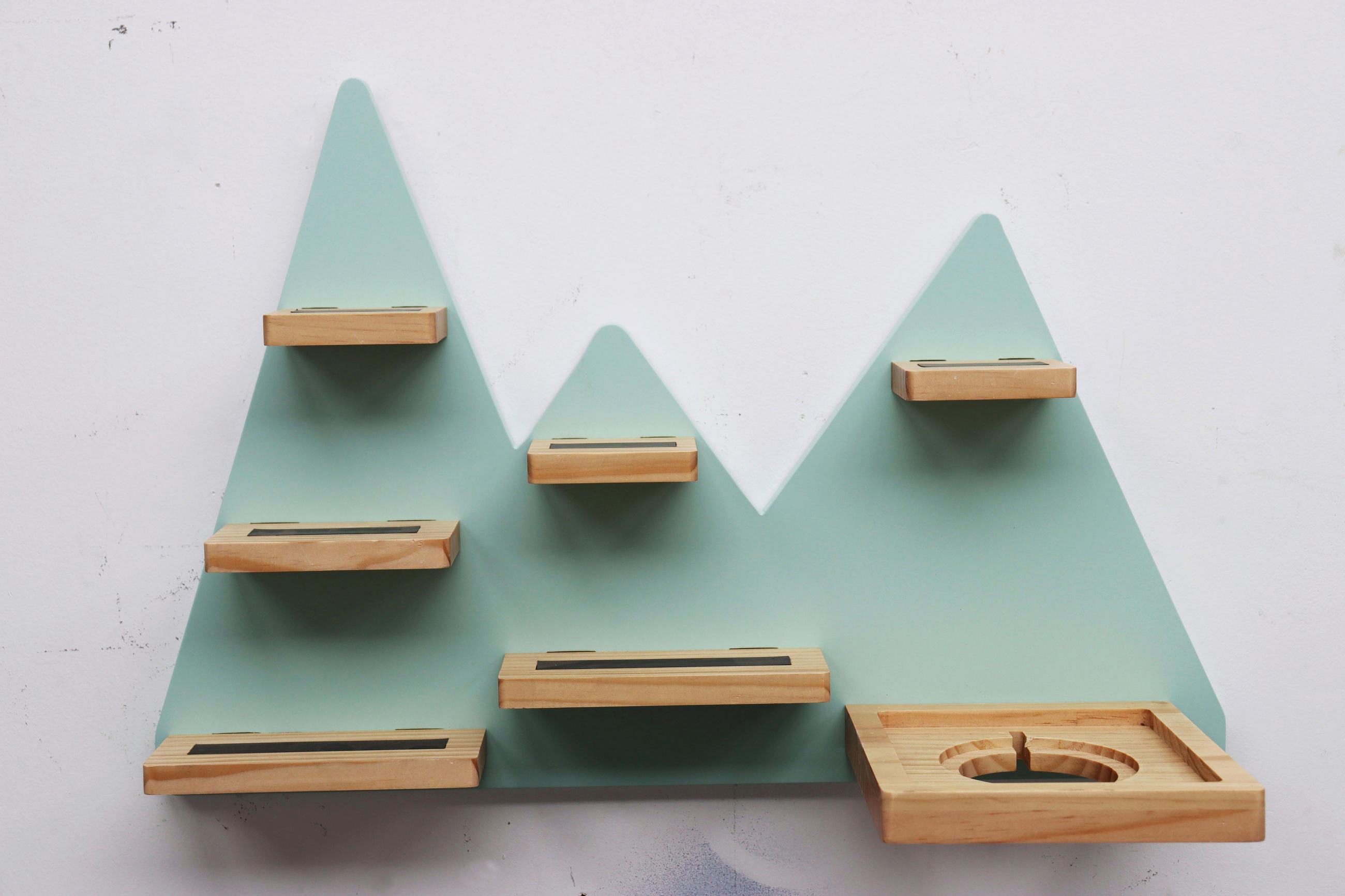 WANDREGAL  - Naturfarben/Mintgrün, MODERN, Holz/Holzwerkstoff - Ben'n'jen