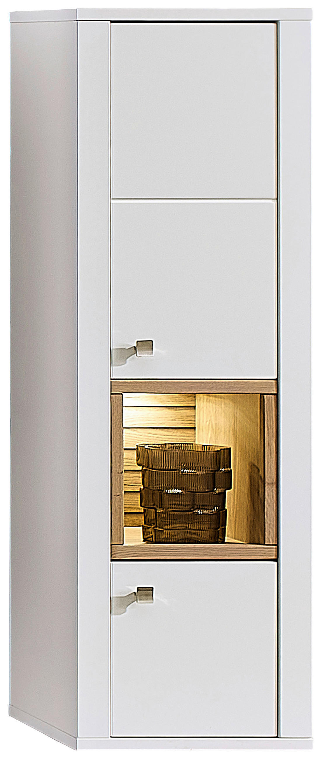 VITRINA, bela, barve hrasta - barve hrasta/bela, Design, leseni material (42/133/41cm) - Hom`in