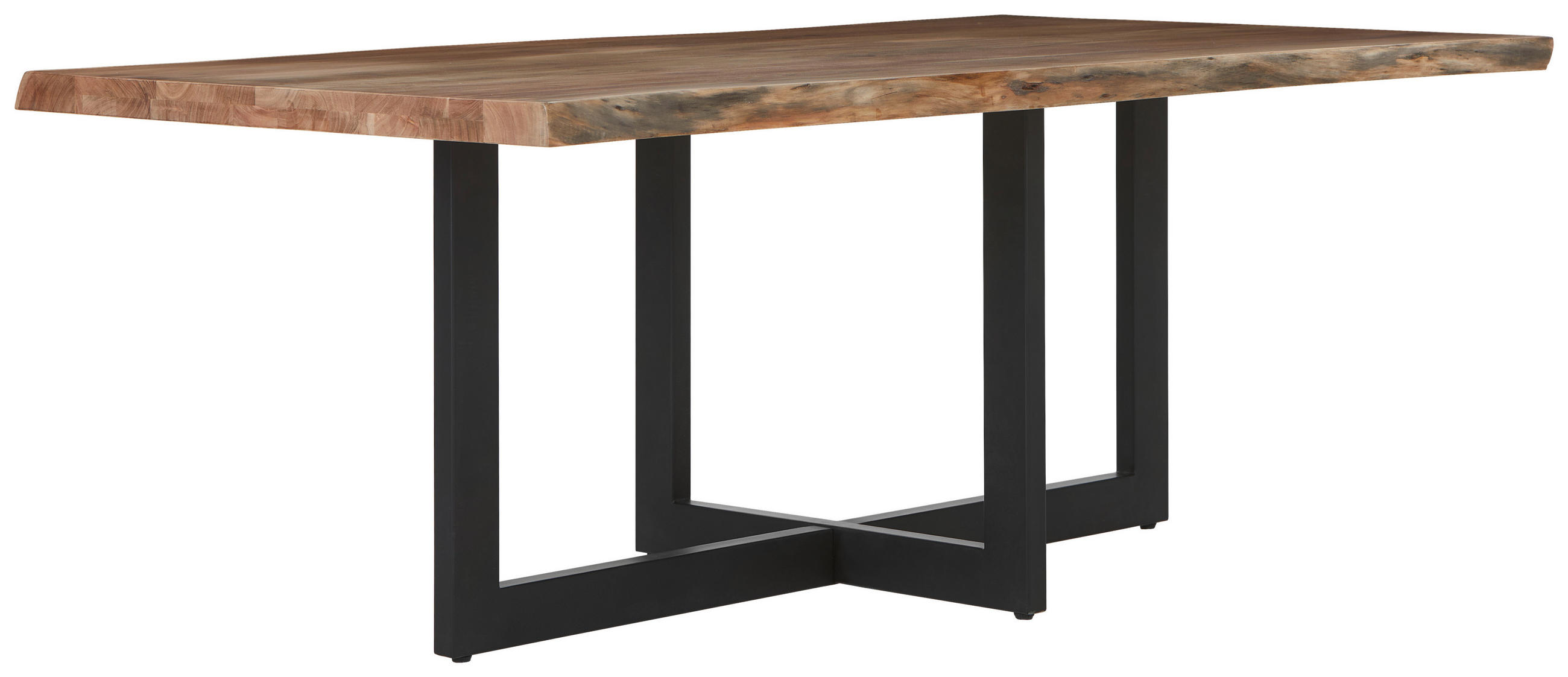 ESSTISCH 200/100/76 cm Akazie vollmassiv Holz, Metall Schwarz, Akaziefarben rechteckig  - Schwarz/Akaziefarben, LIFESTYLE, Holz/Metall (200/100/76cm) - Landscape
