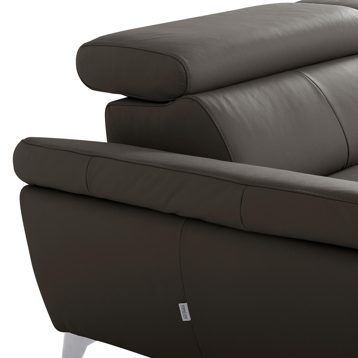ECKSOFA Lederlook Echtleder Dunkelbraun  - Chromfarben/Dunkelbraun, Design, Leder/Textil (252/179cm) - Livetastic