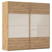 SCHWEBETÜRENSCHRANK 226/223/68 cm 2-türig Champagner, Eiche Artisan  - Champagner/Eichefarben, Design, Glas/Holzwerkstoff (226/223/68cm) - Xora