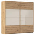 SCHWEBETÜRENSCHRANK 226/223/68 cm 2-türig Champagner, Eiche Artisan  - Champagner/Eichefarben, Design, Glas/Holzwerkstoff (226/223/68cm) - Xora