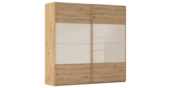 SCHWEBETÜRENSCHRANK 226/223/68 cm 2-türig Champagner, Eiche Artisan  - Champagner/Eichefarben, Design, Glas/Holzwerkstoff (226/223/68cm) - Xora