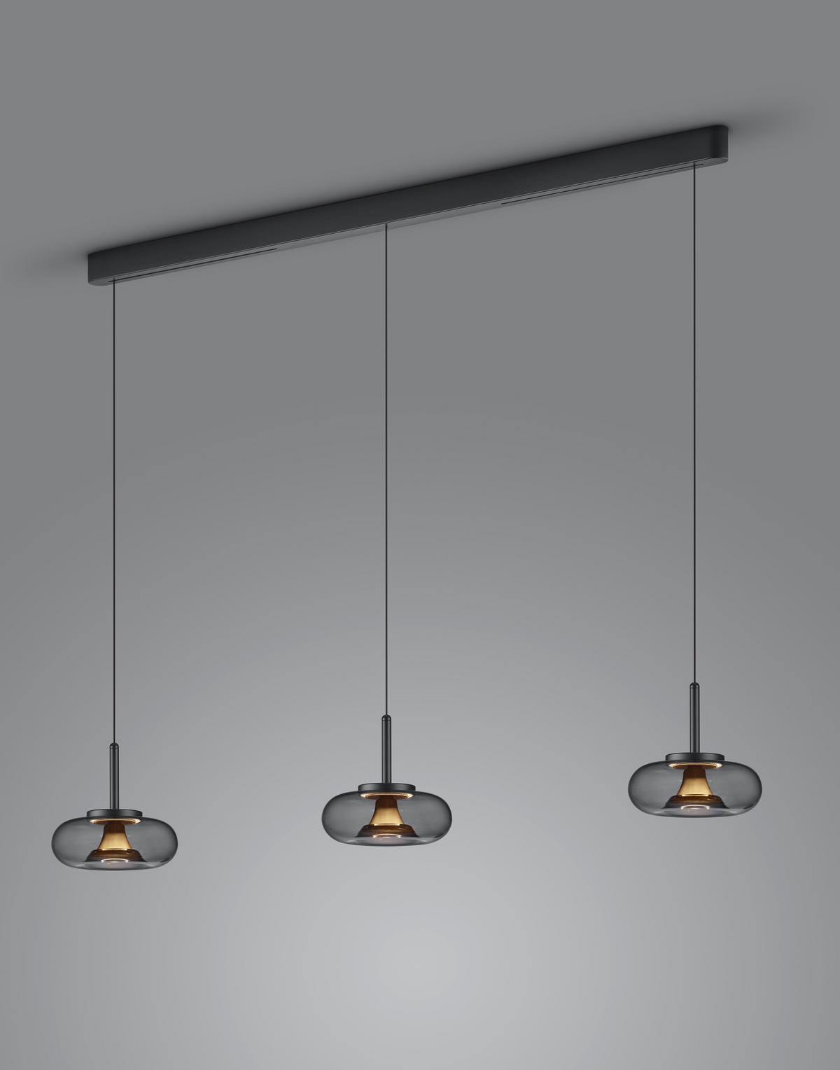 LED-HÄNGELEUCHTE Sica 22/210 cm  - Goldfarben/Schwarz, Design, Glas/Metall (22/210cm) - Helestra