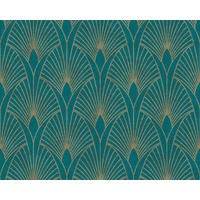 TAPETA VINILNA  plava, zelena, zlatne boje  - zelena/zlatne boje, Lifestyle, papir (53*1000cm)