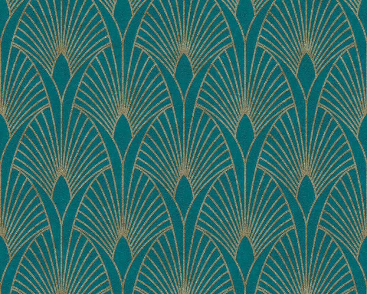 TAPETA VINILNA  plava, zelena, zlatne boje  - zelena/zlatne boje, Lifestyle, papir (53*1000cm)
