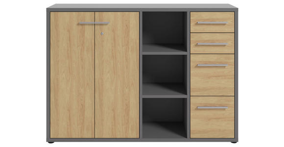 SIDEBOARD Texas  in 154,9/110/40 cm  - Alufarben/Schwarz, MODERN, Holzwerkstoff/Kunststoff (154,9/110/40cm) - Novel