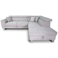 ECKSOFA in Cord Hellgrau  - Silberfarben/Hellgrau, Design, Textil/Metall (257/226cm) - Xora