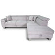 ECKSOFA inkl. Funktionen Hellgrau Cord  - Silberfarben/Hellgrau, Design, Textil/Metall (257/226cm) - Xora