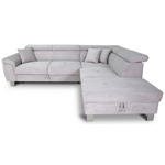 ECKSOFA in Cord Hellgrau  257/226 cm  - Silberfarben/Hellgrau, Design, Textil/Metall (257/226cm) - Xora