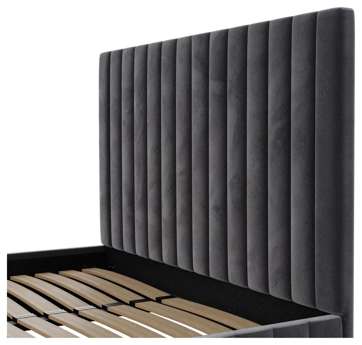 POLSTERBETT Bettkasten, Lattenrost 160/200 cm  in Anthrazit  - Anthrazit/Schwarz, Design, Holz/Textil (160/200cm) - Boxxx