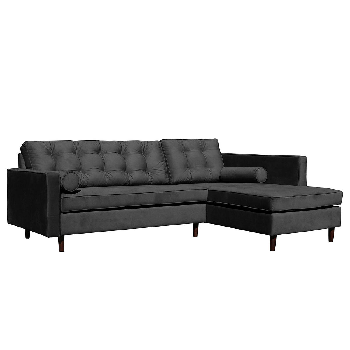 ECKSOFA Mikrofaser Schwarz  - Schwarz/Braun, Design, Holz/Textil (240/169cm) - P & B