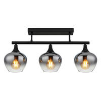 DECKENLEUCHTE    65/15/28,5 cm  - Schwarz, Design, Glas/Metall (65/15/28,5cm) - Globo