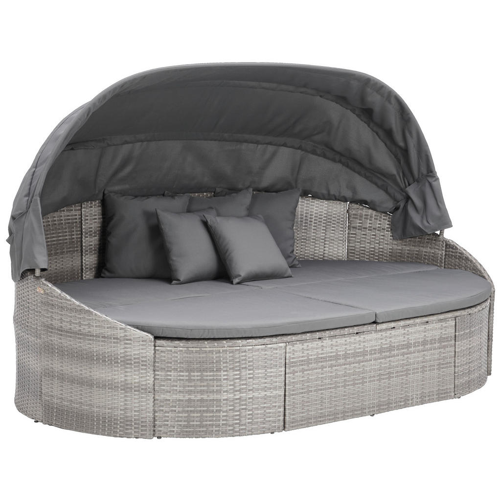 Sonneninsel Kuba Grau Aus Polyrattan, Verstellbares Dach