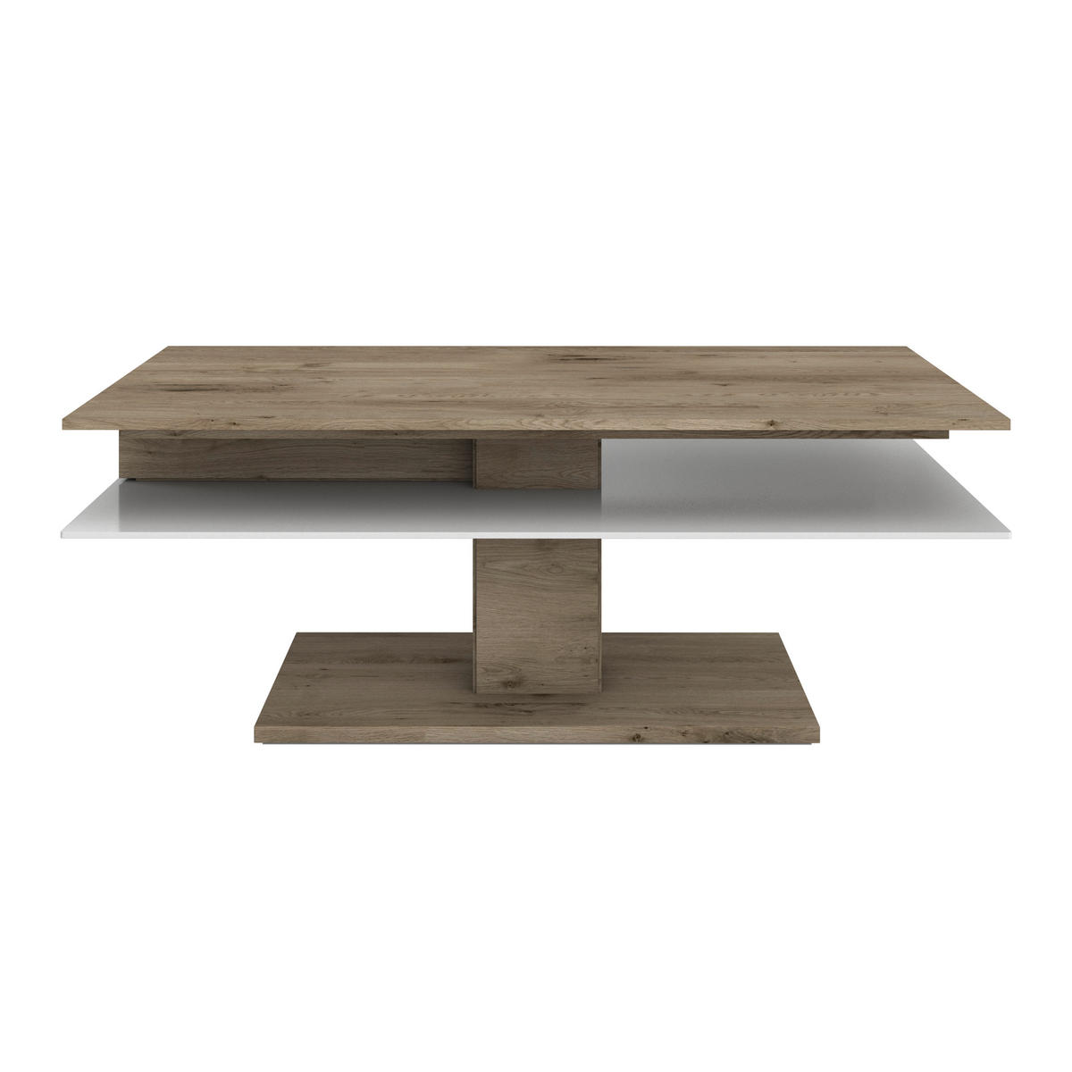 COUCHTISCH in Holz, Glas 120/75/46 cm  - Weiss/Eichefarben, Design, Glas/Holz (120/75/46cm) - Voglauer
