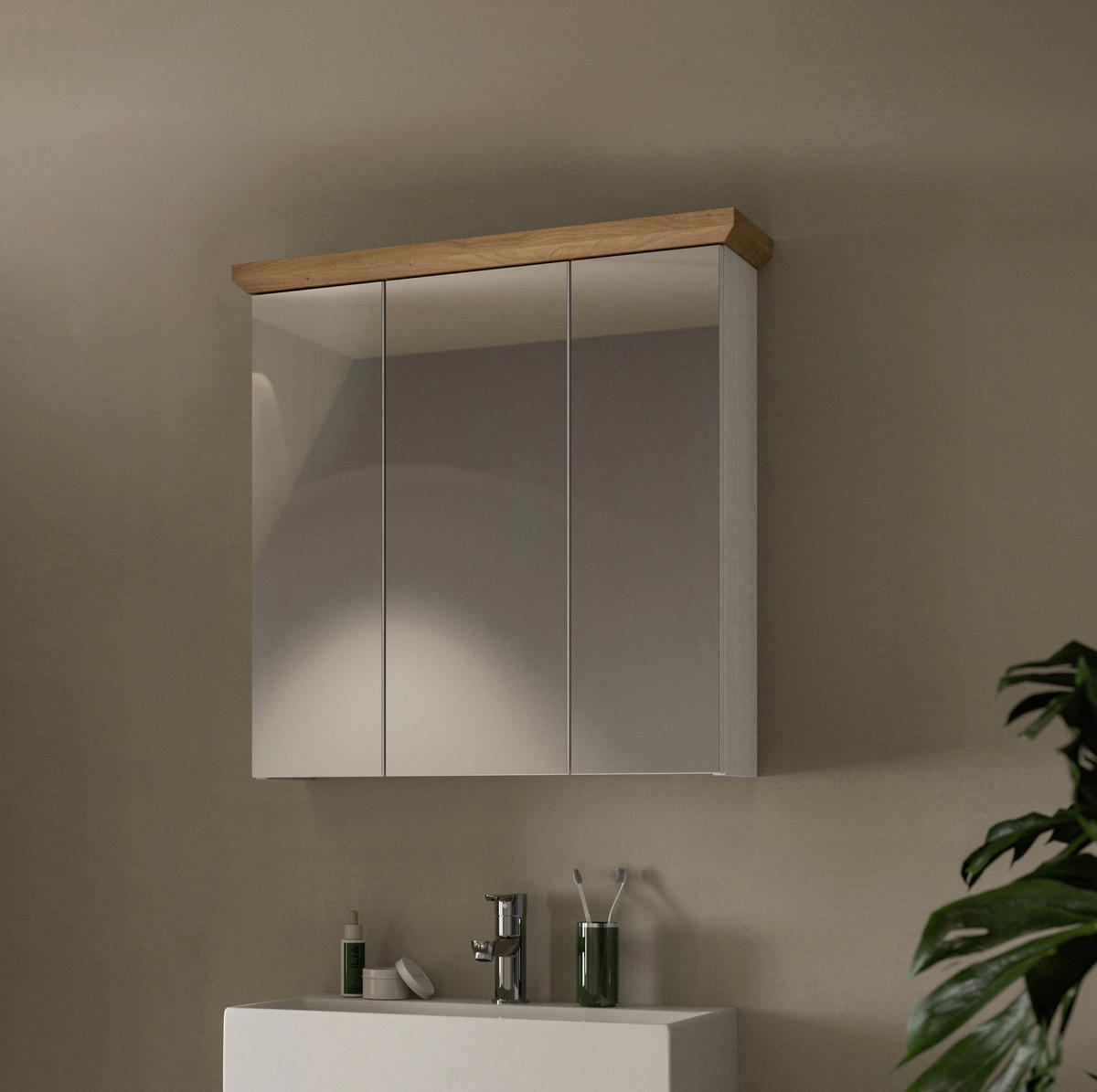 ZRCADLOVÁ SKŘÍŇKA, barvy modřínu, 69/71/21 cm - barvy modřínu, Trend, kompozitní dřevo/sklo (69/71/21cm) - MID.YOU