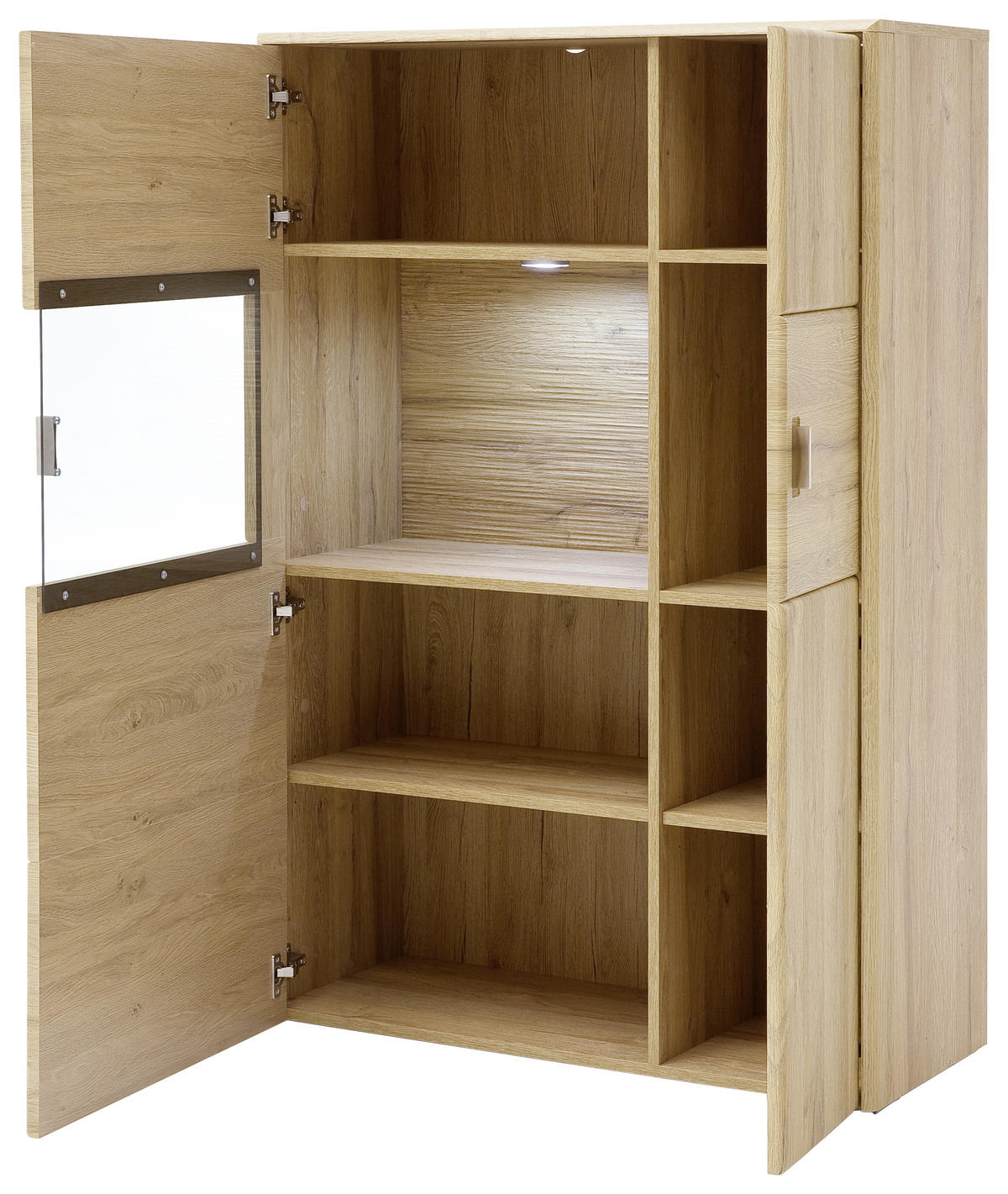 HIGHBOARD Eichefarben  94/139/39 cm  - Eichefarben/Silberfarben, Konventionell, Glas/Holzwerkstoff (94/139/39cm) - Cantus