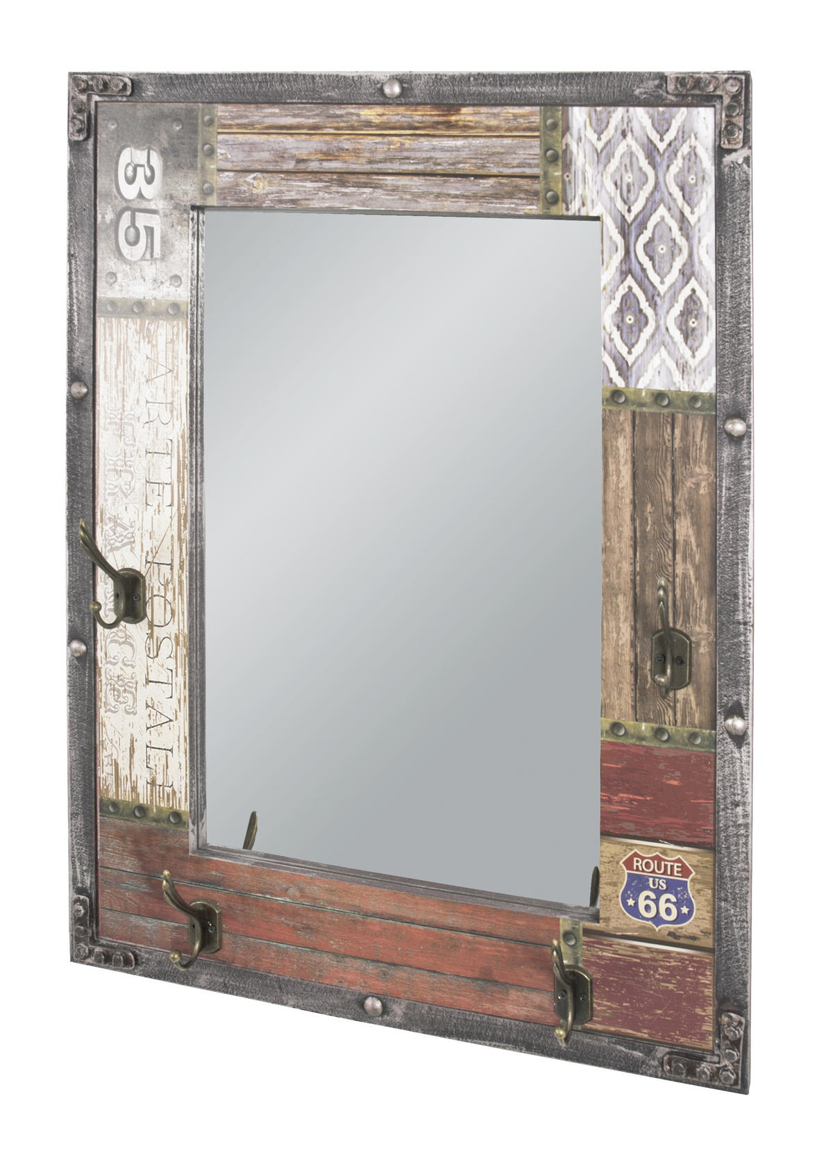 WANDSPIEGEL 55/75/8 cm    in rechteckig  - Multicolor, Basics, Glas/Holzwerkstoff (55/75/8cm) - Carryhome