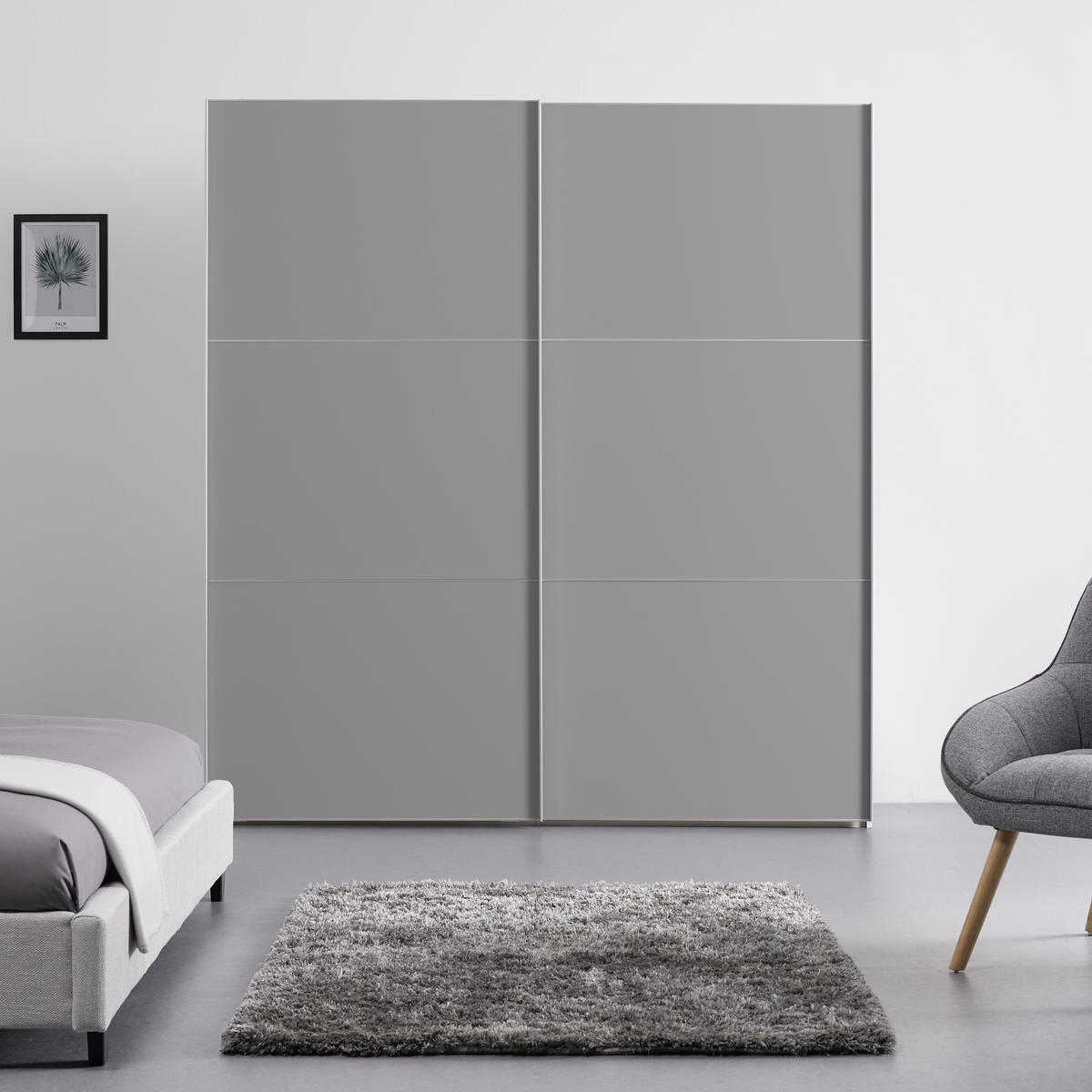 SCHWEBETÜRENSCHRANK in Grau  - Alufarben/Grau, Holzwerkstoff (200/222/68cm) - Moderano