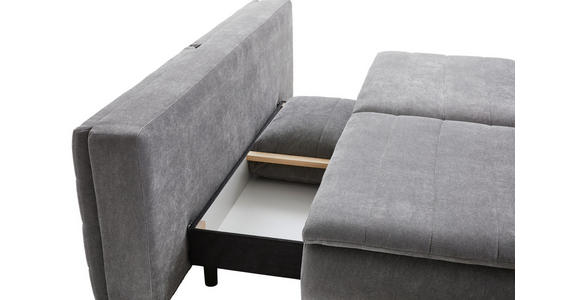 BOXSPRINGSOFA mit Schlafen auf Sitzhöhe, Stoffauswahl, Liegefunktion, Rücken echt Flachgewebe Grau - Schwarz/Grau, Design, Textil/Metall (204/93/100cm) - Novel