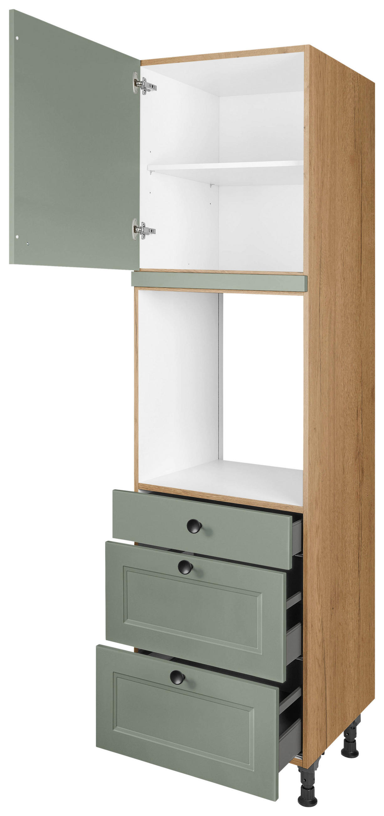 GERÄTEUMBAUSCHRANK 60/216,6/58 cm  in Grün  - Eichefarben/Schwarz, MODERN, Holzwerkstoff/Metall (60/216,6/58cm) - Nobilia