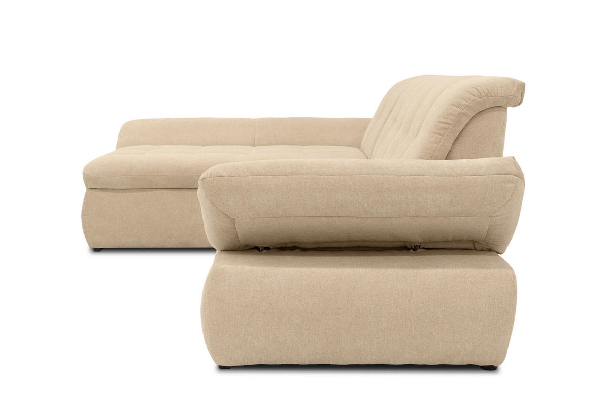 ECKSOFA Beige Mikrofaser  - Chromfarben/Beige, KONVENTIONELL, Textil/Metall (172/300cm) - MID.YOU