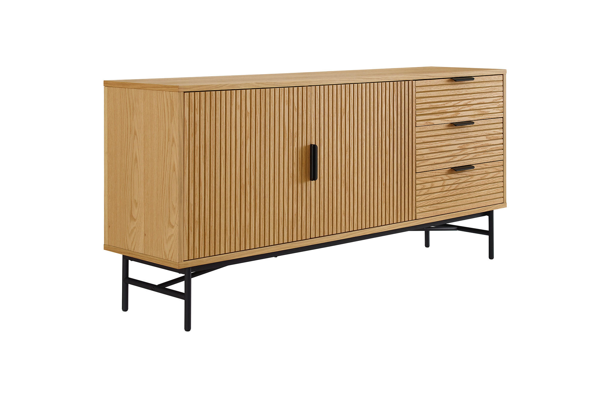 Sideboard Schwarz, Eiche Dekor B: 160cm