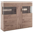HIGHBOARD Eiche dunkel 150/124/38 cm - Eiche dunkel/Anthrazit, KONVENTIONELL, Glas/Holzwerkstoff (150/124/38cm) - Cantus