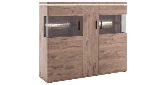 HIGHBOARD Eiche dunkel 150/124/38 cm - Eiche dunkel/Anthrazit, KONVENTIONELL, Glas/Holzwerkstoff (150/124/38cm) - Cantus