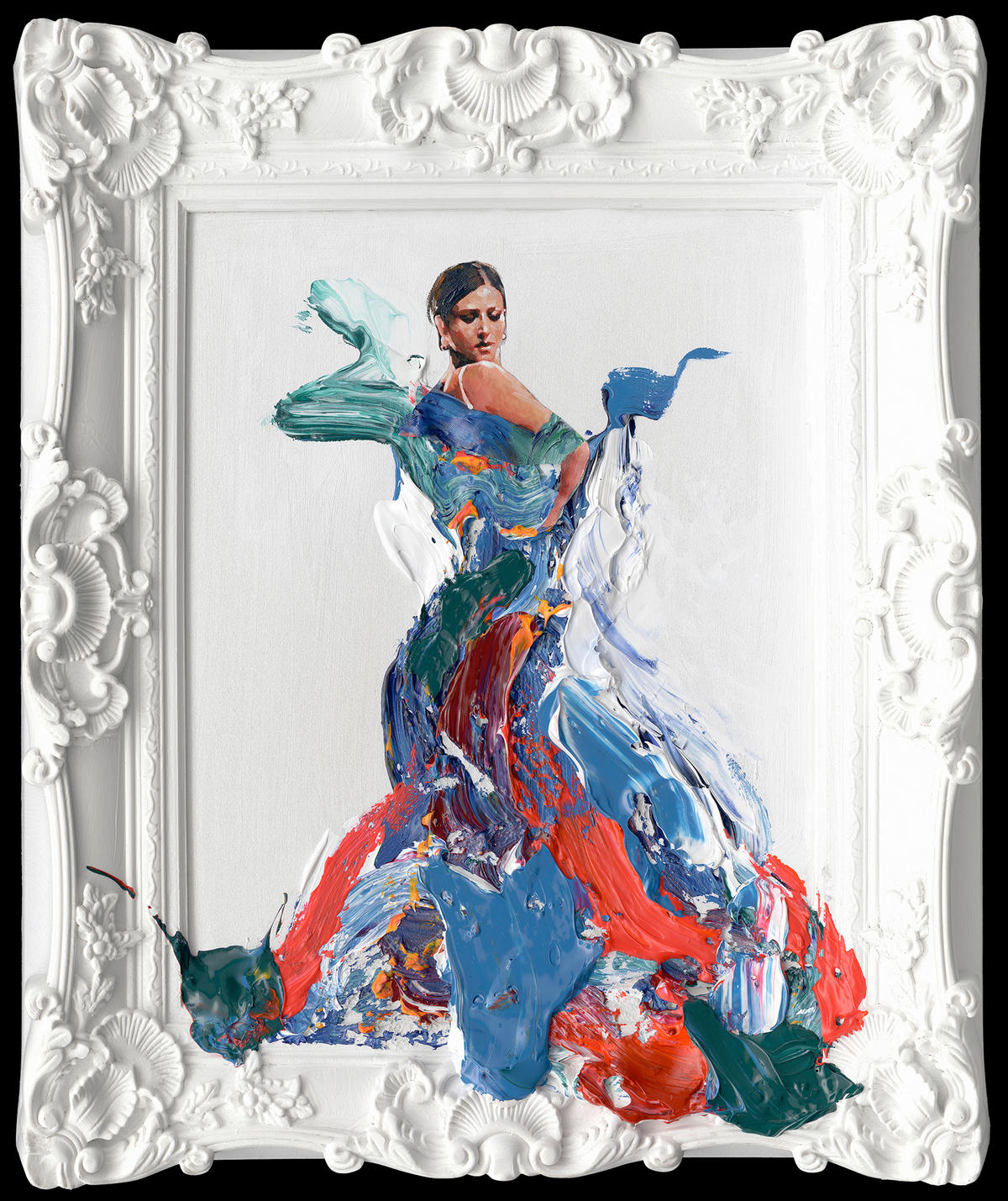 PICTURĂ ÎN ULEI 60/70 cm  - albastru/alb, Trend, plastic/hârtie (60/70cm) - Monee