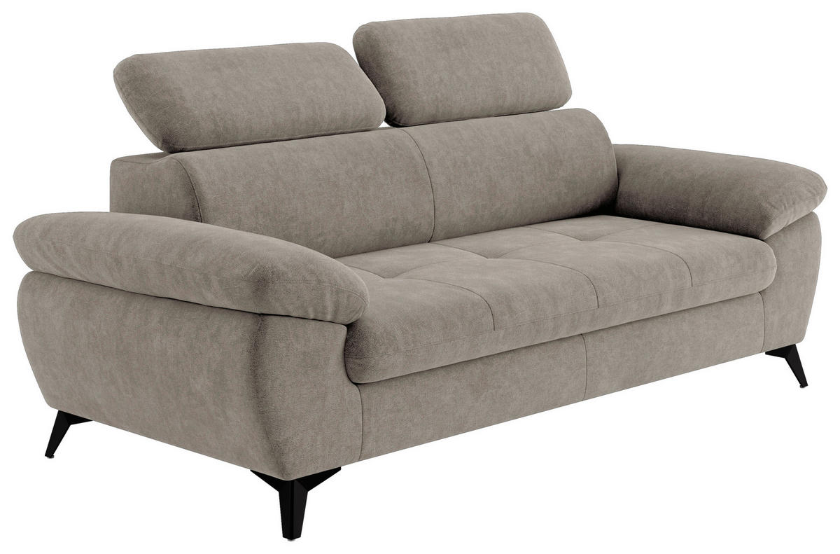 3-SITZER-SOFA in Schlammfarben  - Schlammfarben/Schwarz, Textil/Metall (215/84/100cm) - MID.YOU