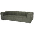 BIGSOFA in Flachgewebe, Leinenoptik Olivgrün  - Schwarz/Olivgrün, Design, Textil/Metall (262/66/113cm) - Emilio Belluti