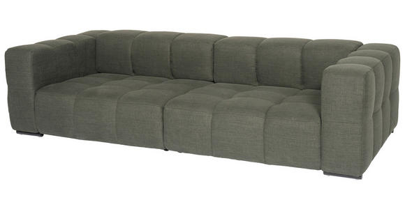 BIGSOFA in Flachgewebe, Leinenoptik Olivgrün - Schwarz/Olivgrün, Design, Textil/Metall (262/66/113cm) - Emilio Belluti