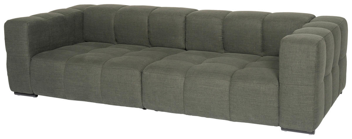 BIGSOFA in Flachgewebe, Leinenoptik Olivgrün  - Schwarz/Olivgrün, Design, Textil/Metall (262/66/113cm) - Emilio Belluti