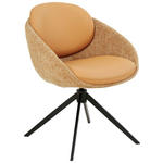 ARMLEHNSTUHL  Sitzfläche 360° drehbar, automatische Rückholfunktion Leinenoptik Echtleder  - Gelb/Schwarz, Design, Leder/Textil (60/80,5/62cm) - Novel