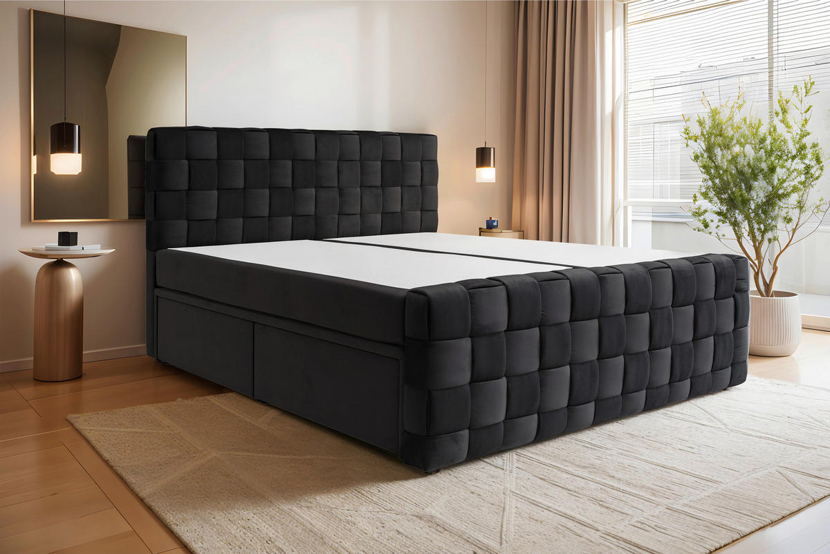 AMERICKÁ POSTEL, 180/200 cm, černá - černá, Moderní, textil (180/200cm) - Livetastic