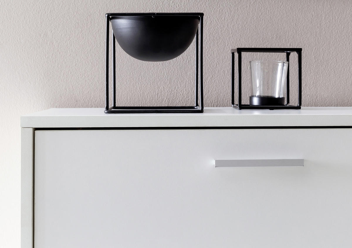 SCHUHKIPPER  in  - Silberfarben/Weiß, KONVENTIONELL, Holzwerkstoff/Metall (120/81/24cm) - MID.YOU