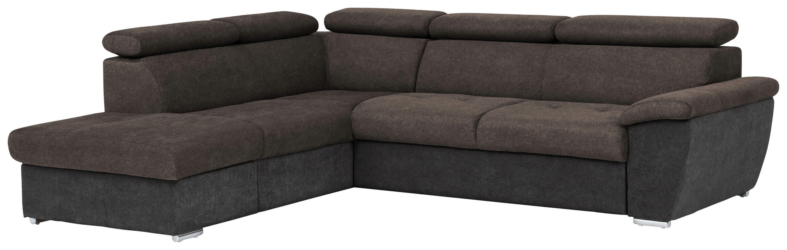 ECKSOFA in Mikrofaser Dunkelbraun  - Chromfarben/Dunkelbraun, Design, Textil/Metall (216/262cm) - Livetastic