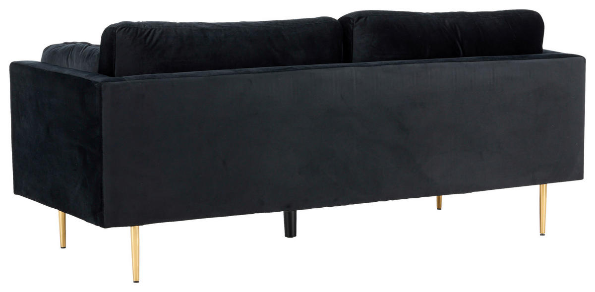 2-SITZER-SOFA in Schwarz, Goldfarben  - Goldfarben/Schwarz, Design, Textil/Metall (203/84/90cm) - Livetastic