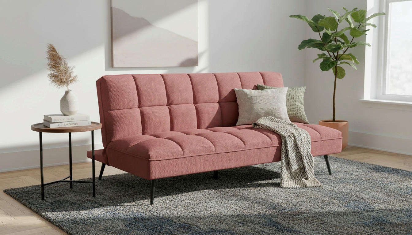MID.YOU ROZKLÁDACÍ POHOVKA, textil, tmavě červená