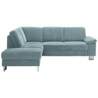 ECKSOFA in Cord Hellblau  200/248 cm  - Edelstahlfarben/Hellblau, KONVENTIONELL, Textil/Metall (200/248cm) - Beldomo System