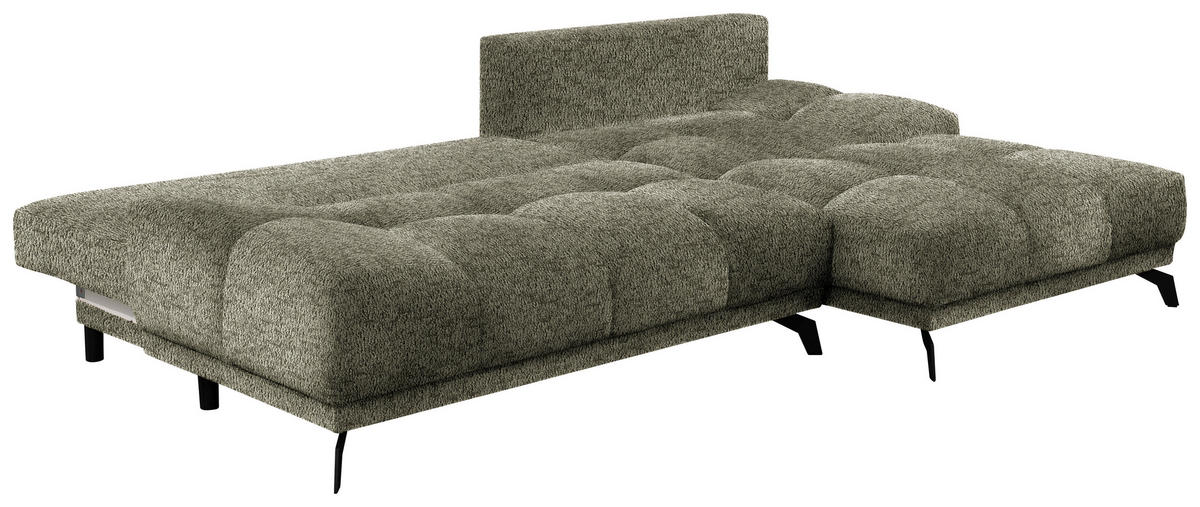 ECKSOFA in Chenille Olivgrün  - Schwarz/Olivgrün, Modern, Textil/Metall (290/182cm) - Hom`in